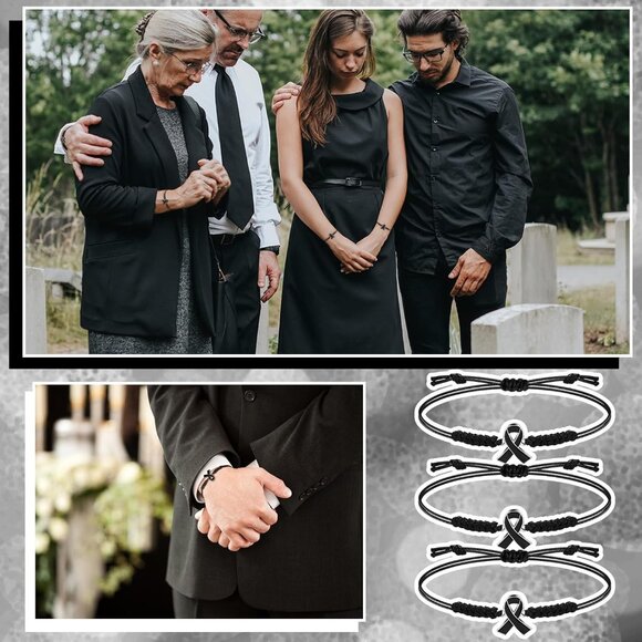 50 Black Melanoma Awareness Bracelets Adjustable Cord Stretch Jewelry Gifts for - Picture 4 of 6